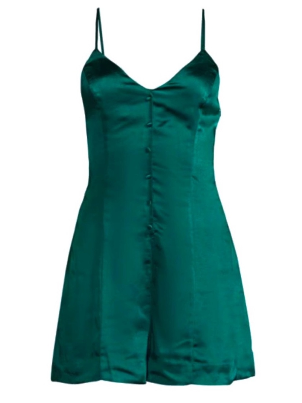ENDLESS ROSE GREEN SATIN BUTTON FRONT ROMPER - Picture 8 of 8